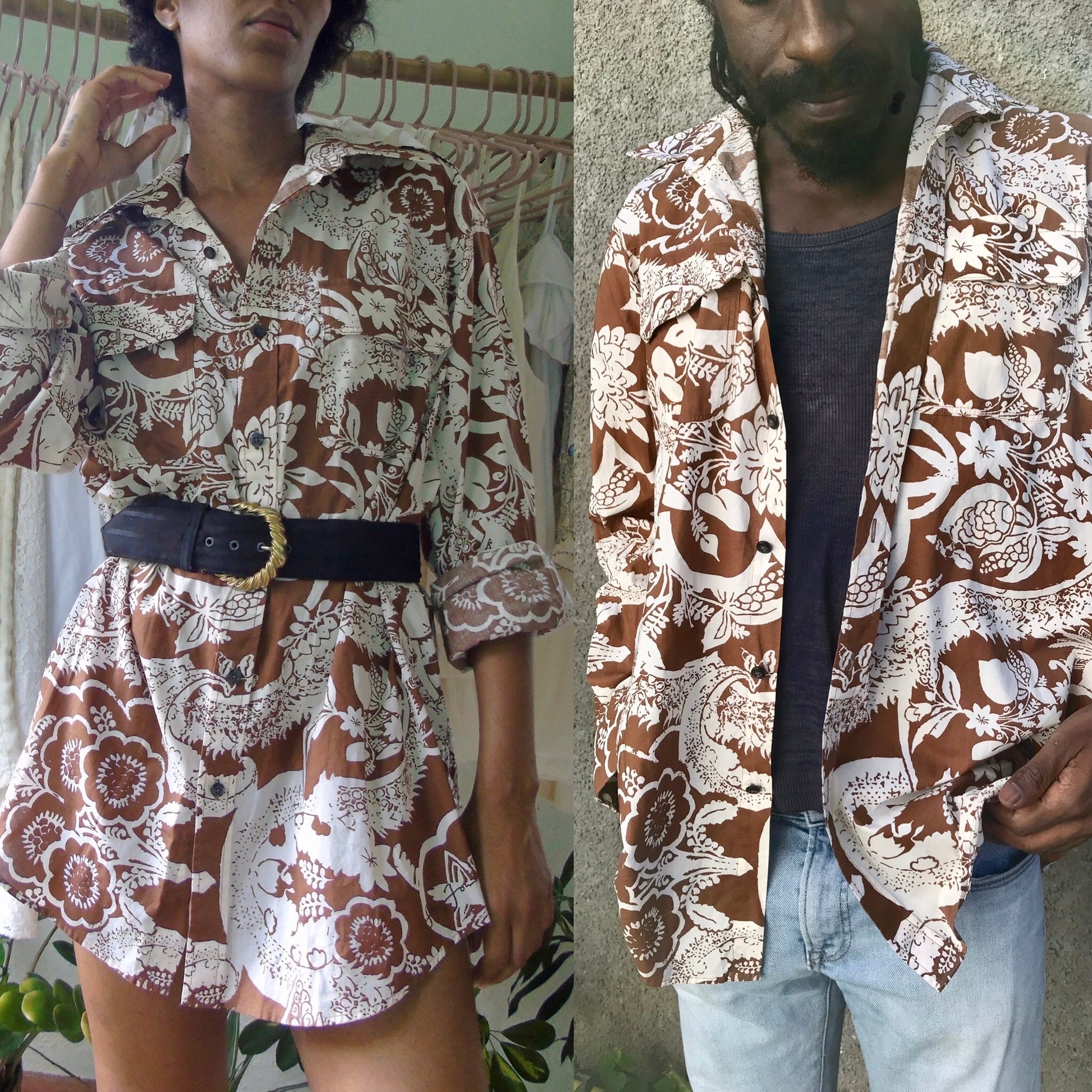 Sean John 100% Cotton Hawaiian Print Men's Button Shirt