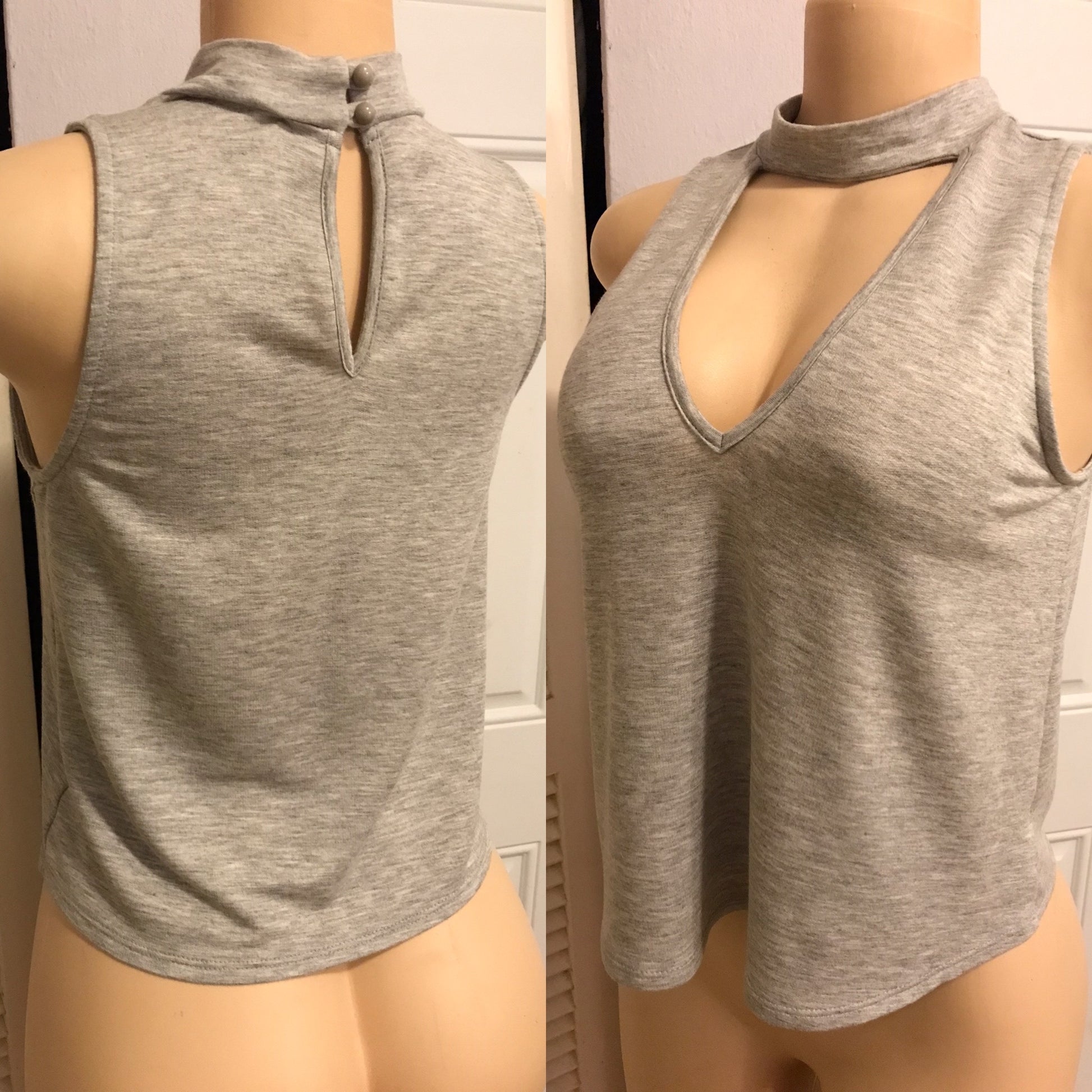 GUESS Soft Grey Blouse Turtleneck Basic
