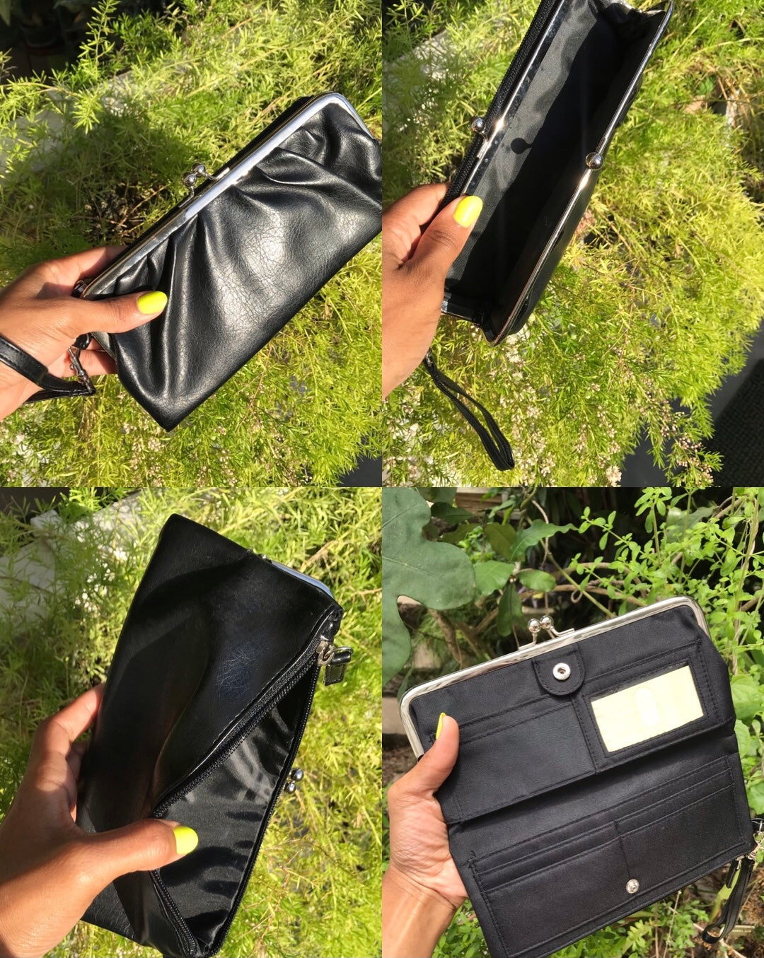 Unused Black Leather Vintage Style Wristlet/ Wallet