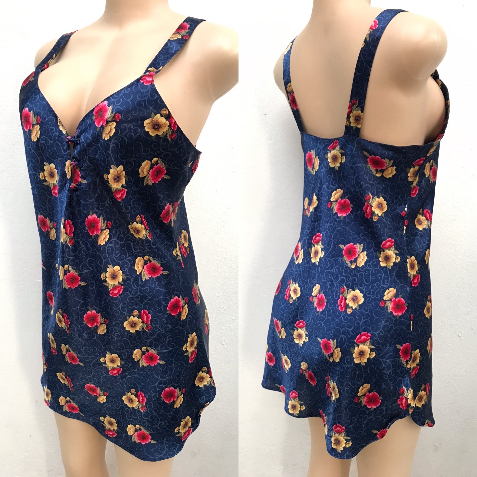 Vintage Floral Silky Slip Dress Intimates