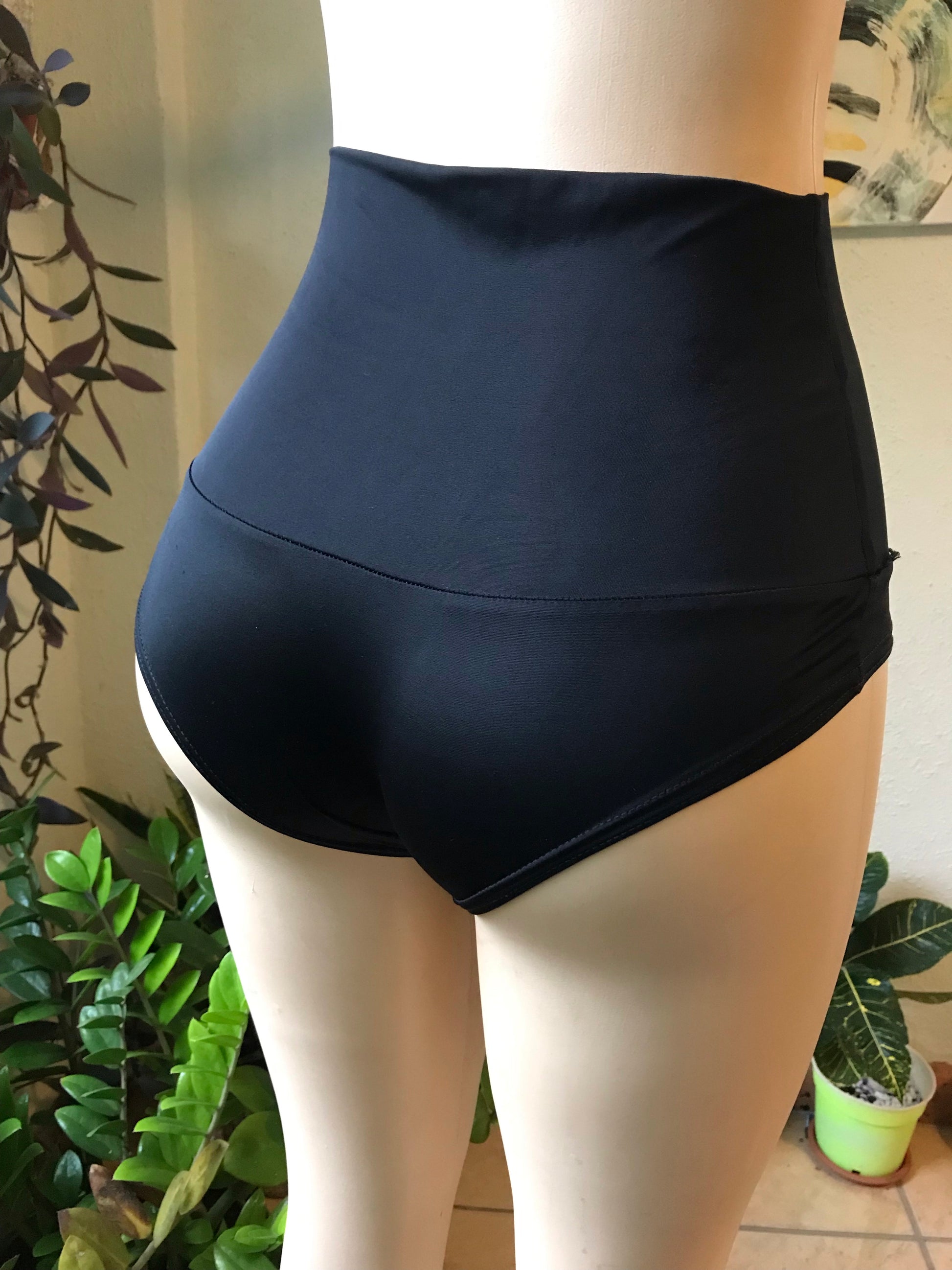 Black High Waist Swim Bottom