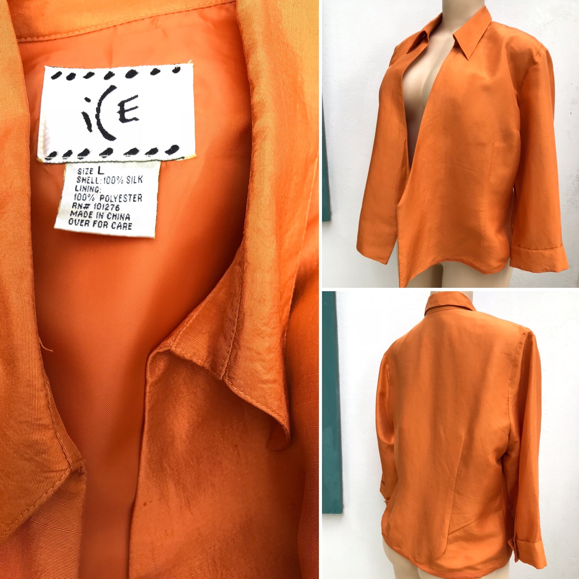 Vintage 100% Silk Reflective Orange Jacket
