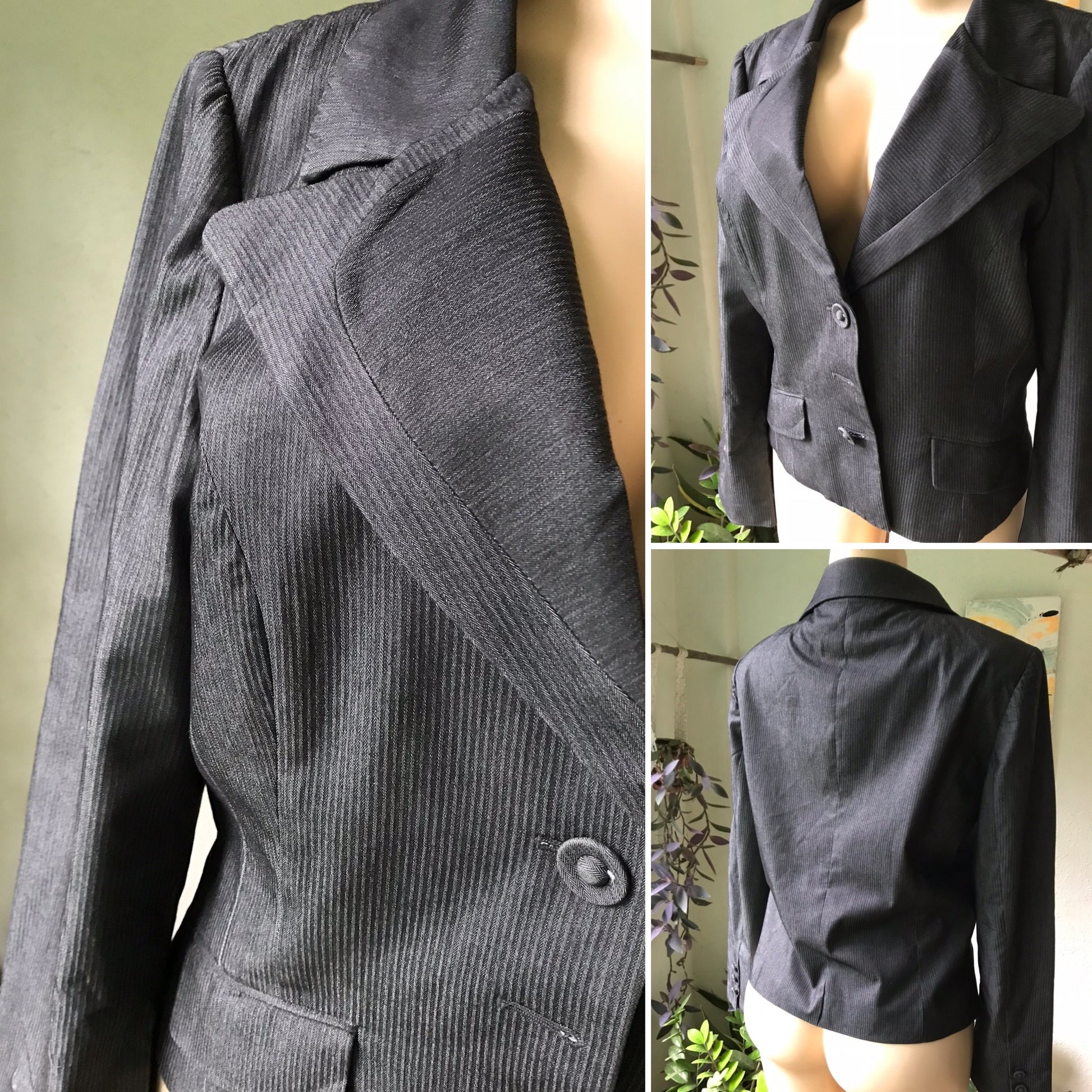 Grey professional Pinstripe Blazer Cotton