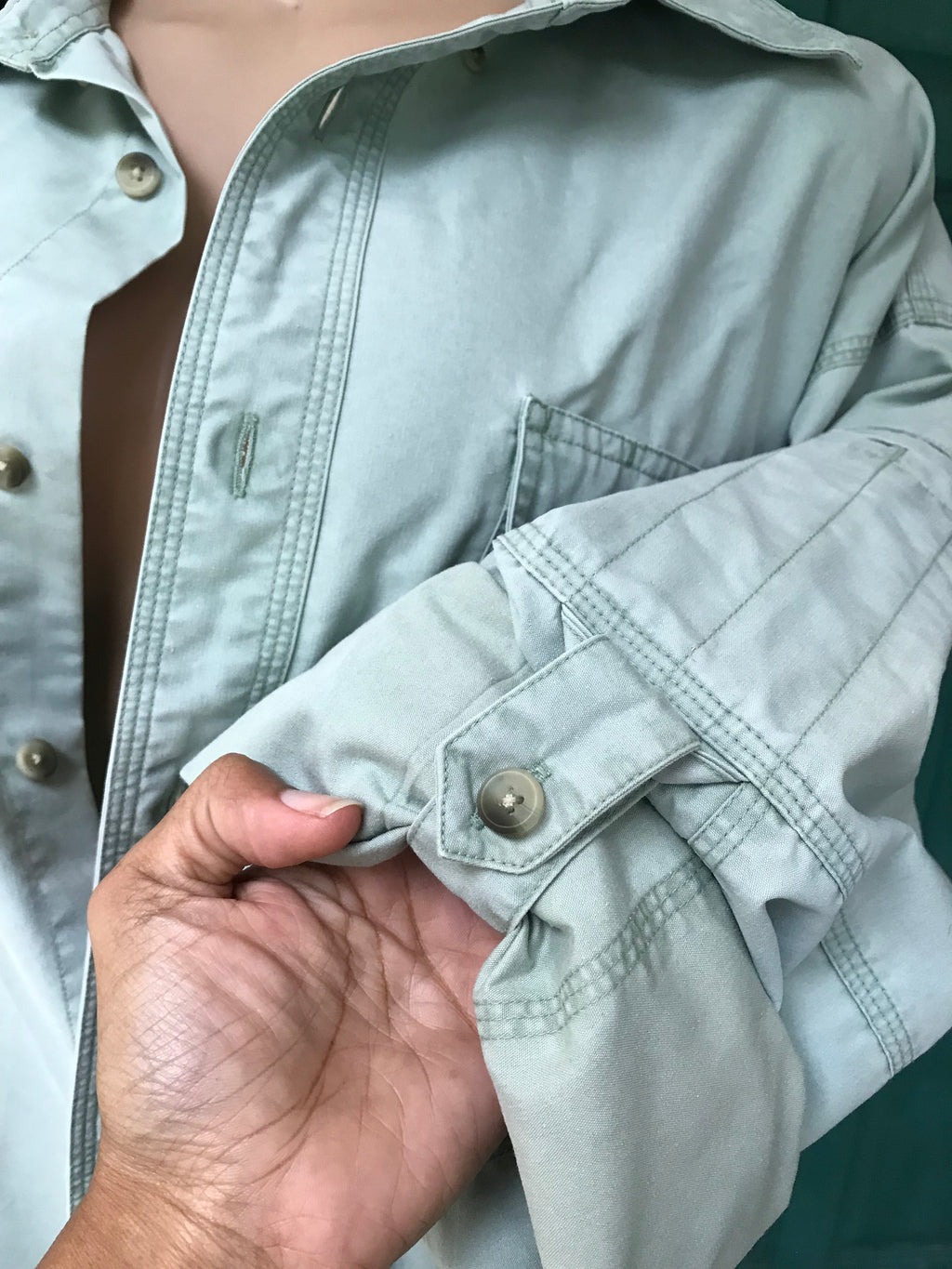Retro Army green extra long shirt. Explorer. /XL