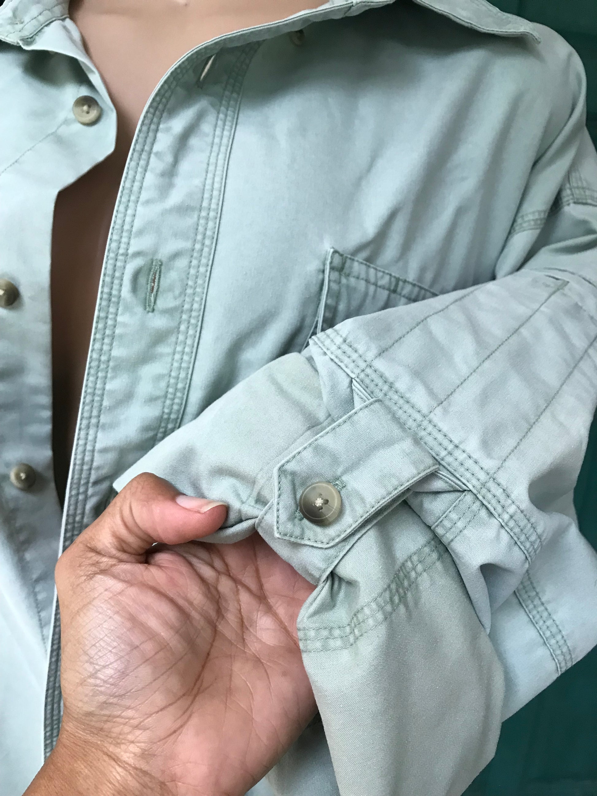 Retro Army green extra long shirt. Explorer. /XL