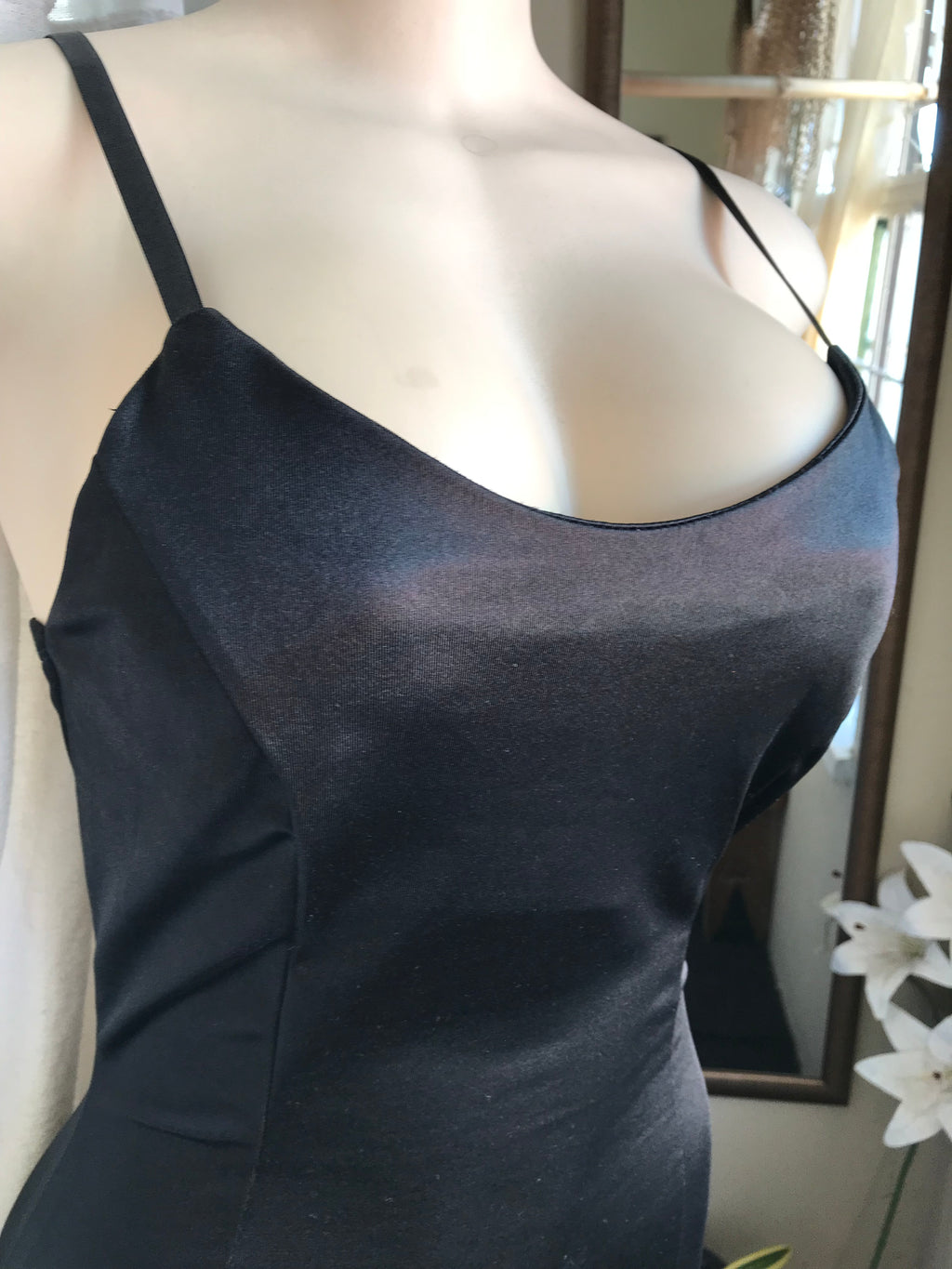 unworn black slip dress bodyscon silky