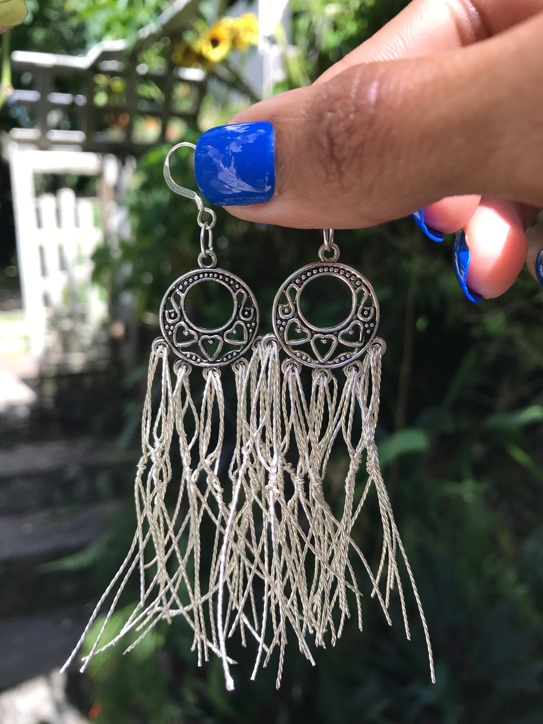 New silver hair chandelier wickie wackie earrings *** non tarnish (TNJ original)