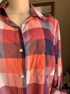 Cotton plaid button down shirt … L ,,,