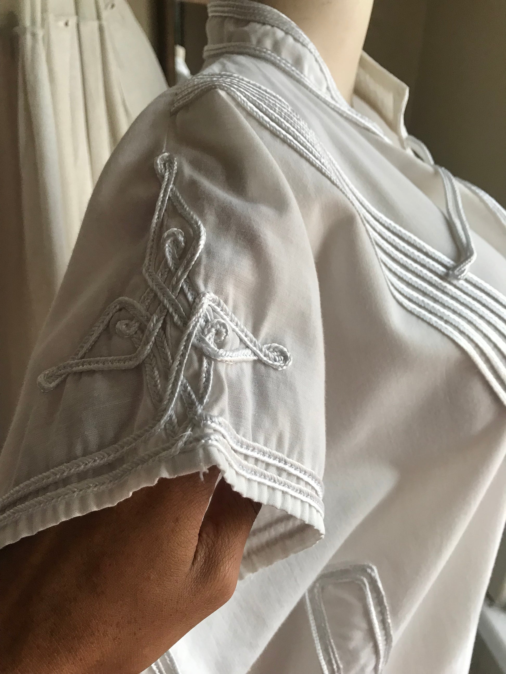 100% Egyptian cotton tunic dress applique white