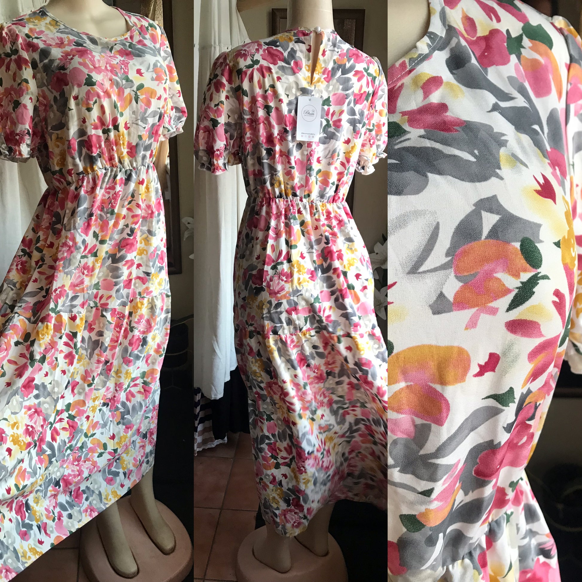 New Tag pastel floral maxi dress . L