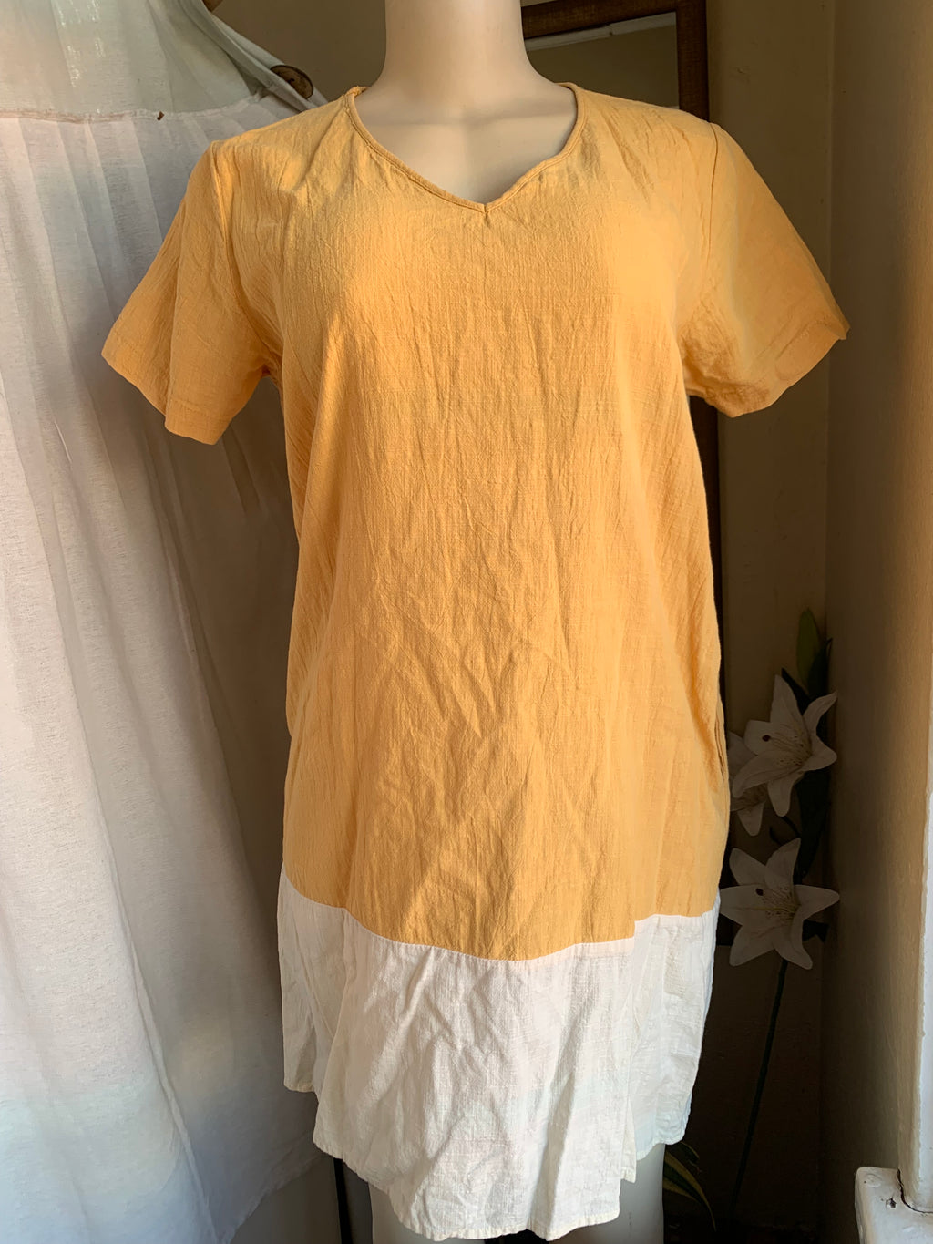 Mustard yellow organic blend shirt dress … M ,,,