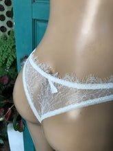 Load image into Gallery viewer, lllNew white 2 piece lace lingerie. S &amp; L • New black 2 piece ribbon tie S &amp; M
