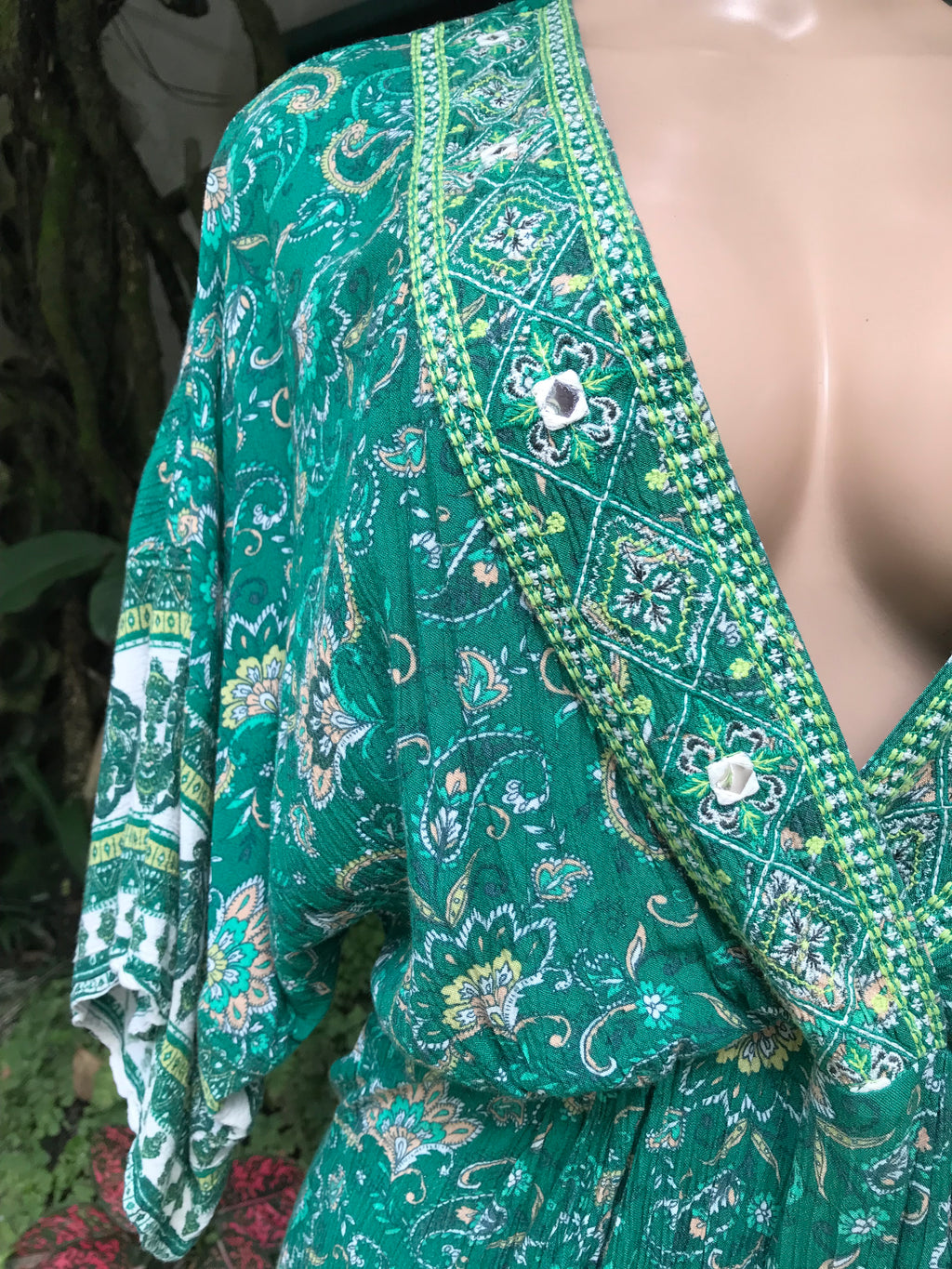 Green boho jumpsuit ~~~ m