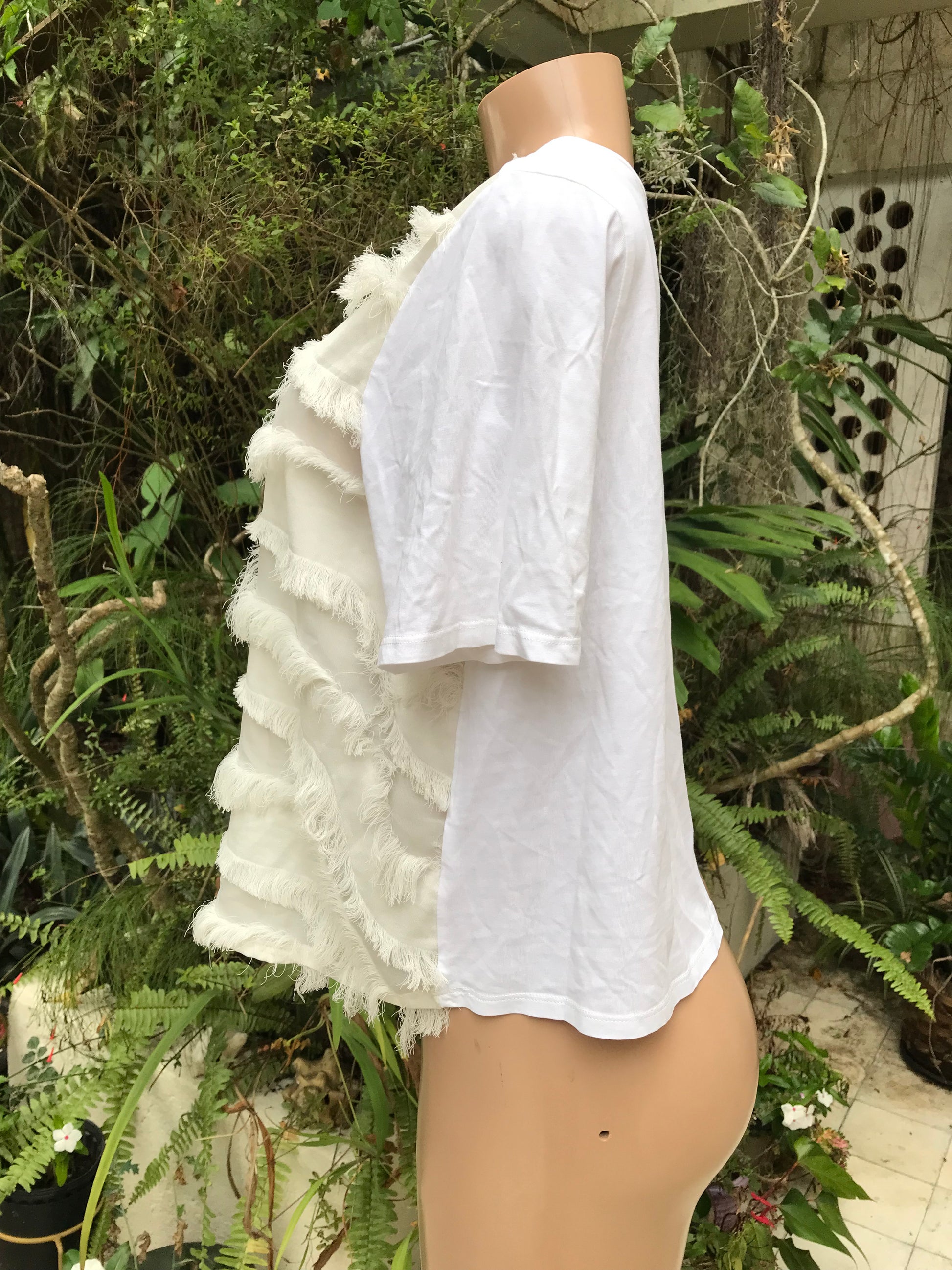 river island white 100% cotton fringe top ... Large ,,,