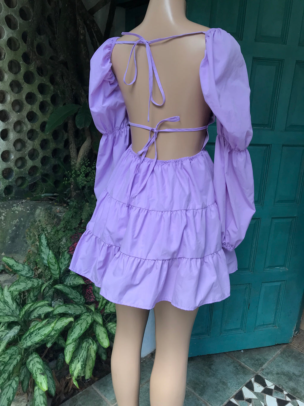 lavender peasant mini dress s/m