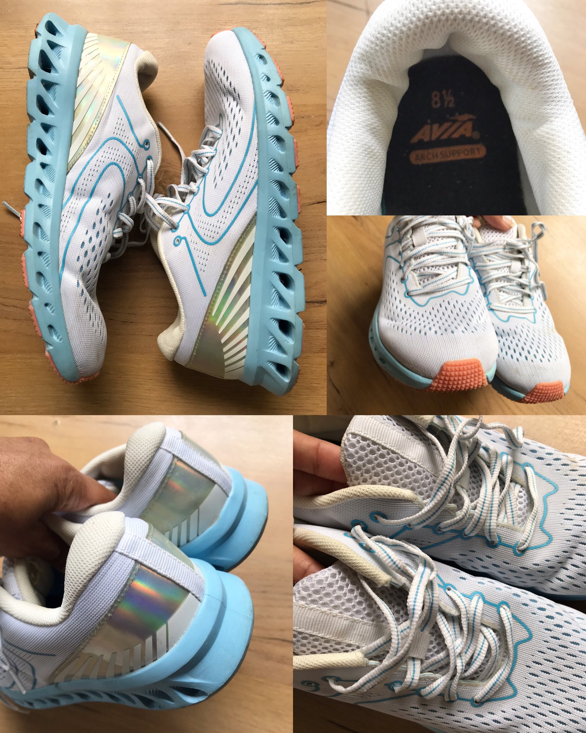 Avia pastel running shoe blue orange white /// size 8.5