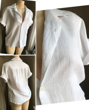 Load image into Gallery viewer, Men&#39;s white linen blend button shirt
