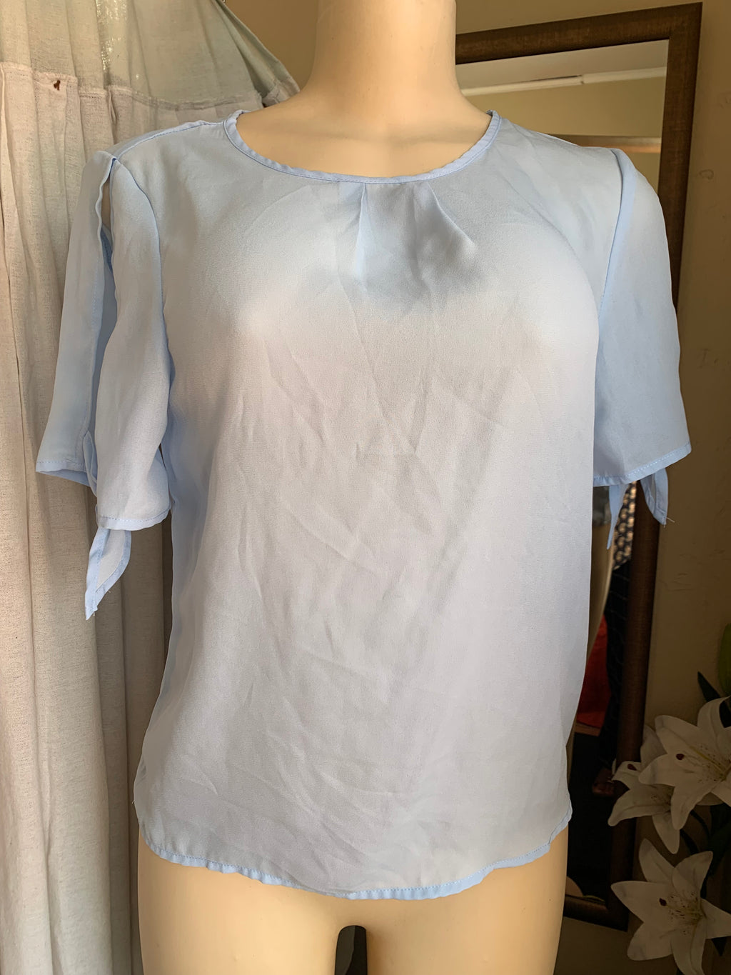 Sheer baby blue professional blouse … s