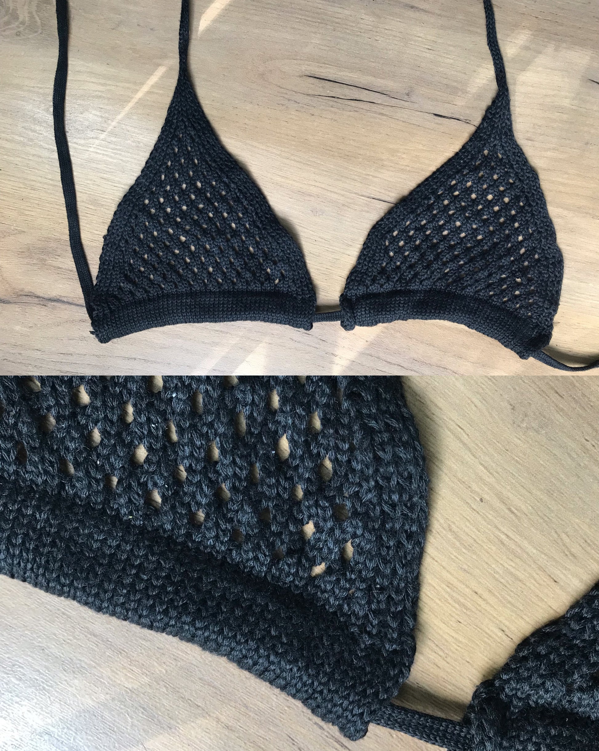 Black crochet bikini top - 1 size