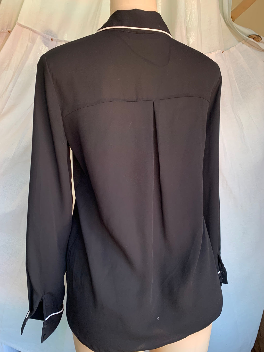 ZARA white trim black button shirt … s