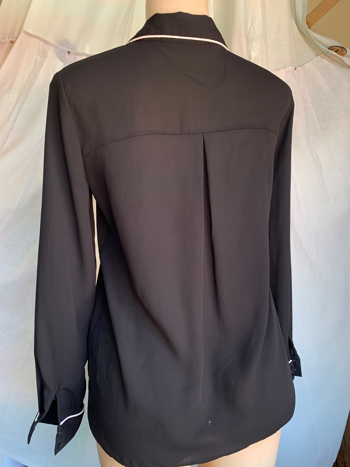 ZARA white trim black button shirt … s