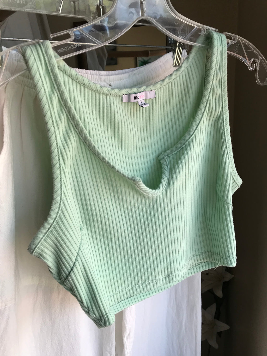 mint green ribbed crop top ... s