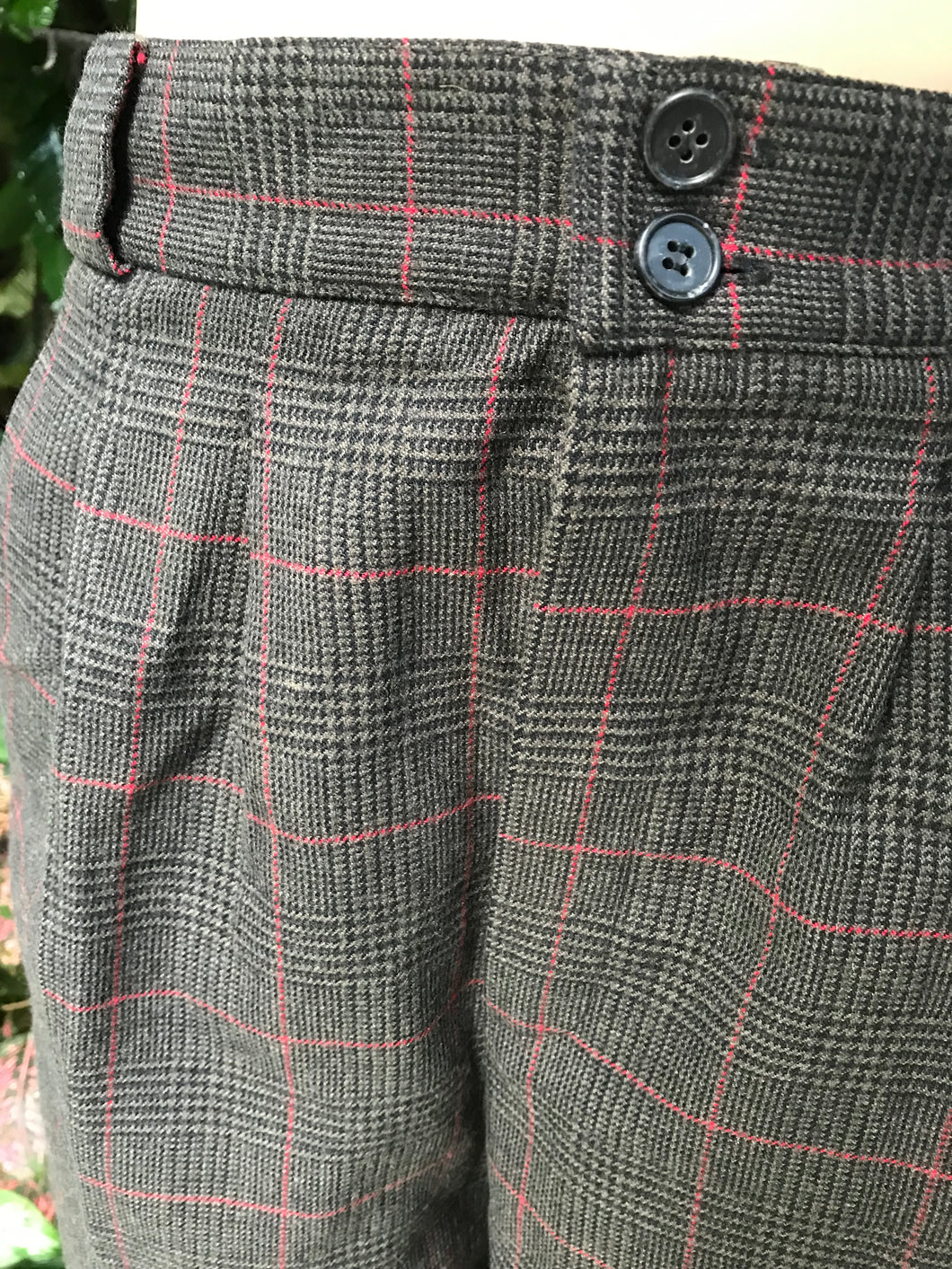 Vintage 100% wool organic houndstooth high waist professional pants ::: Size 14/m /w31 ^^^ ,,,