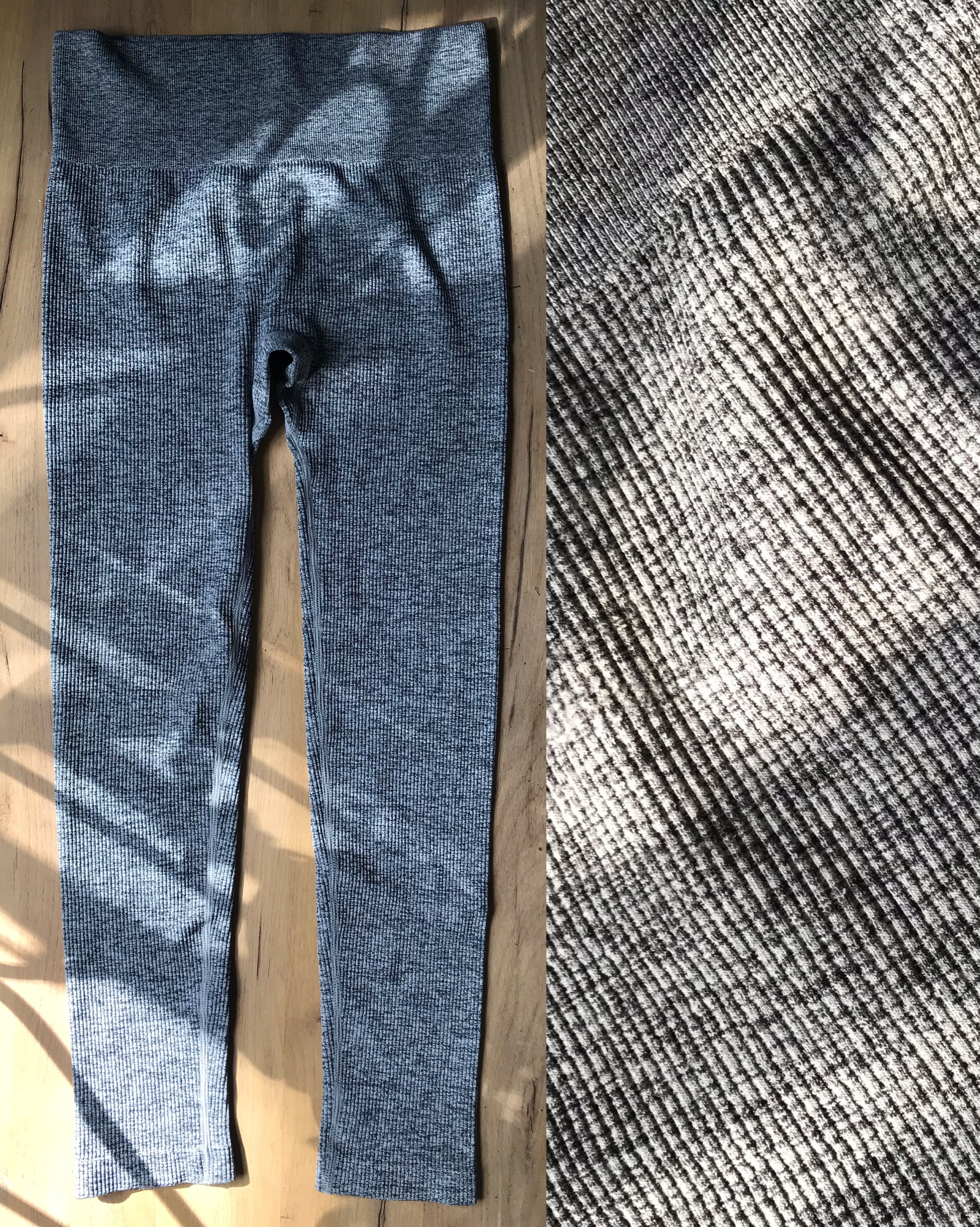 Grey mottled ribbed exercise legging ::: no size