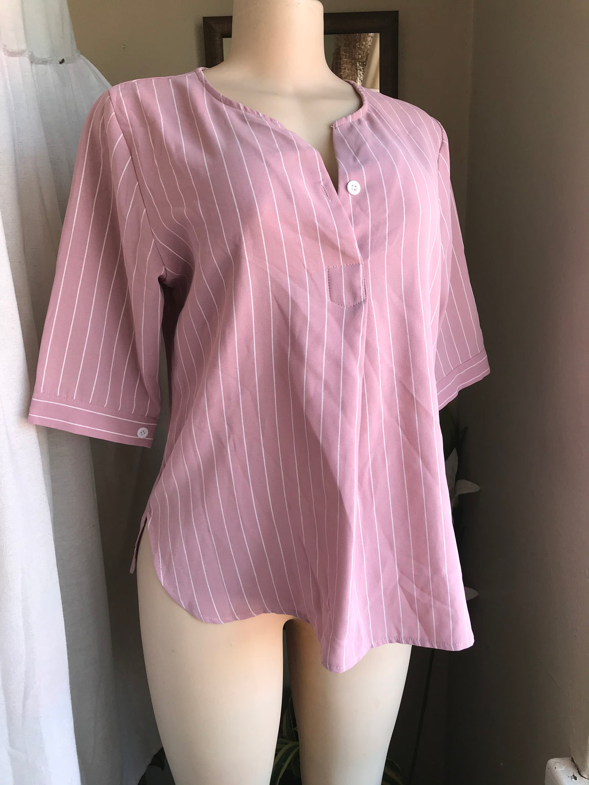 Pink pin stripe blouse … M