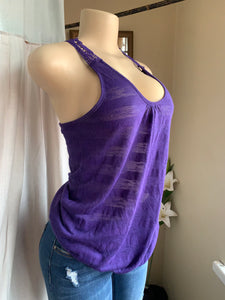 True purple tank top with lace back detail … Llll