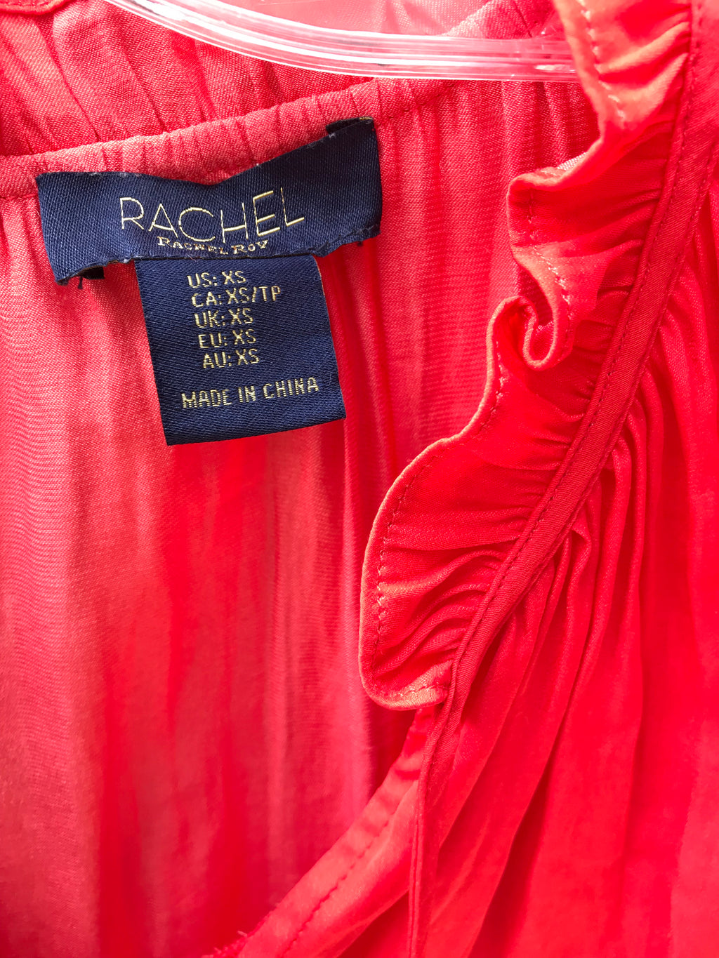 red silky frill professional blouse  ... s