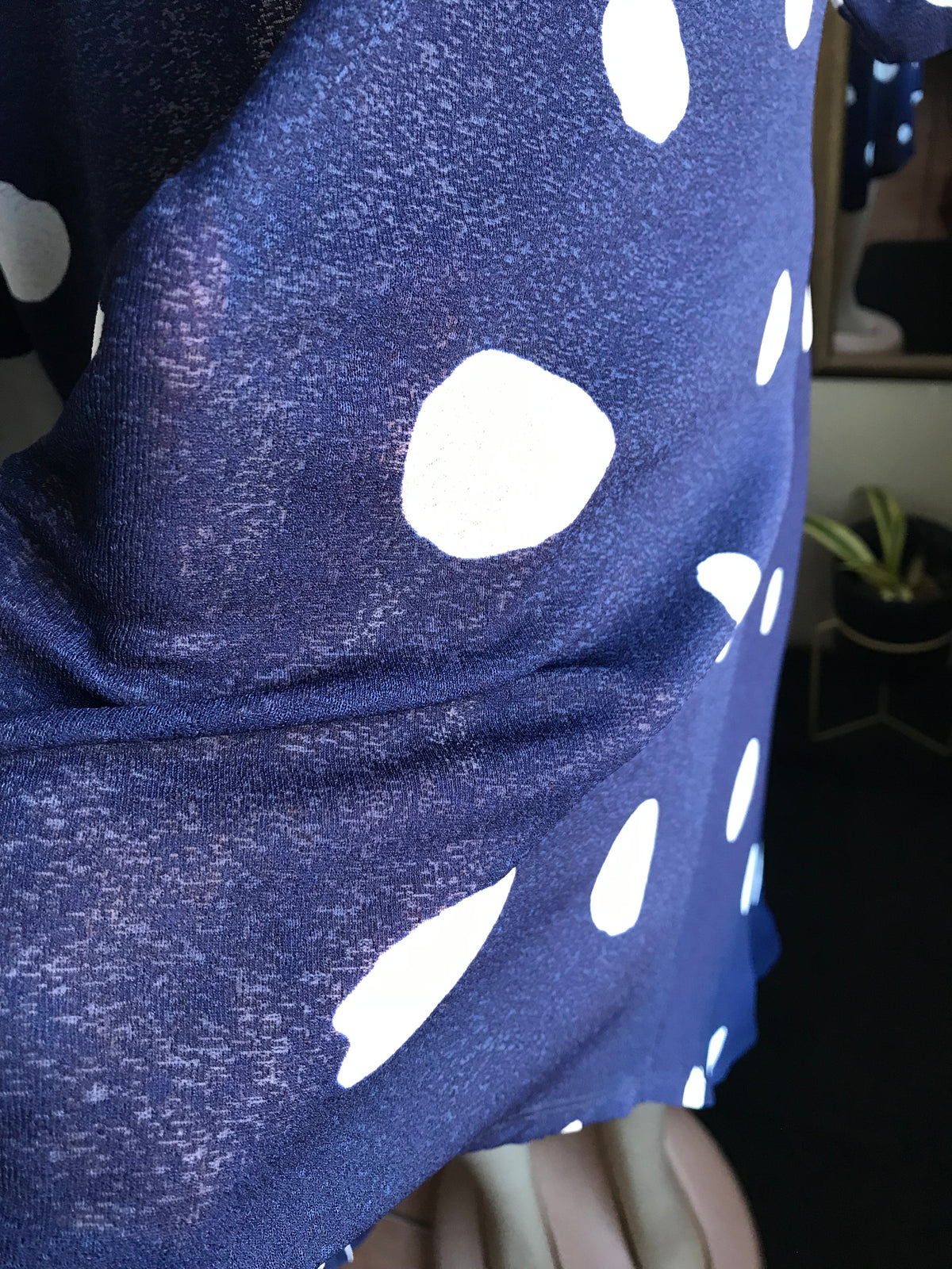 navy large polka high low dress sheer... /XL