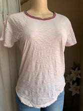 Load image into Gallery viewer, Slinky cotton tee with striped neckline detail … s/m ,,,
