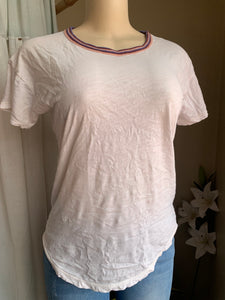 Slinky cotton tee with striped neckline detail … s/m ,,,