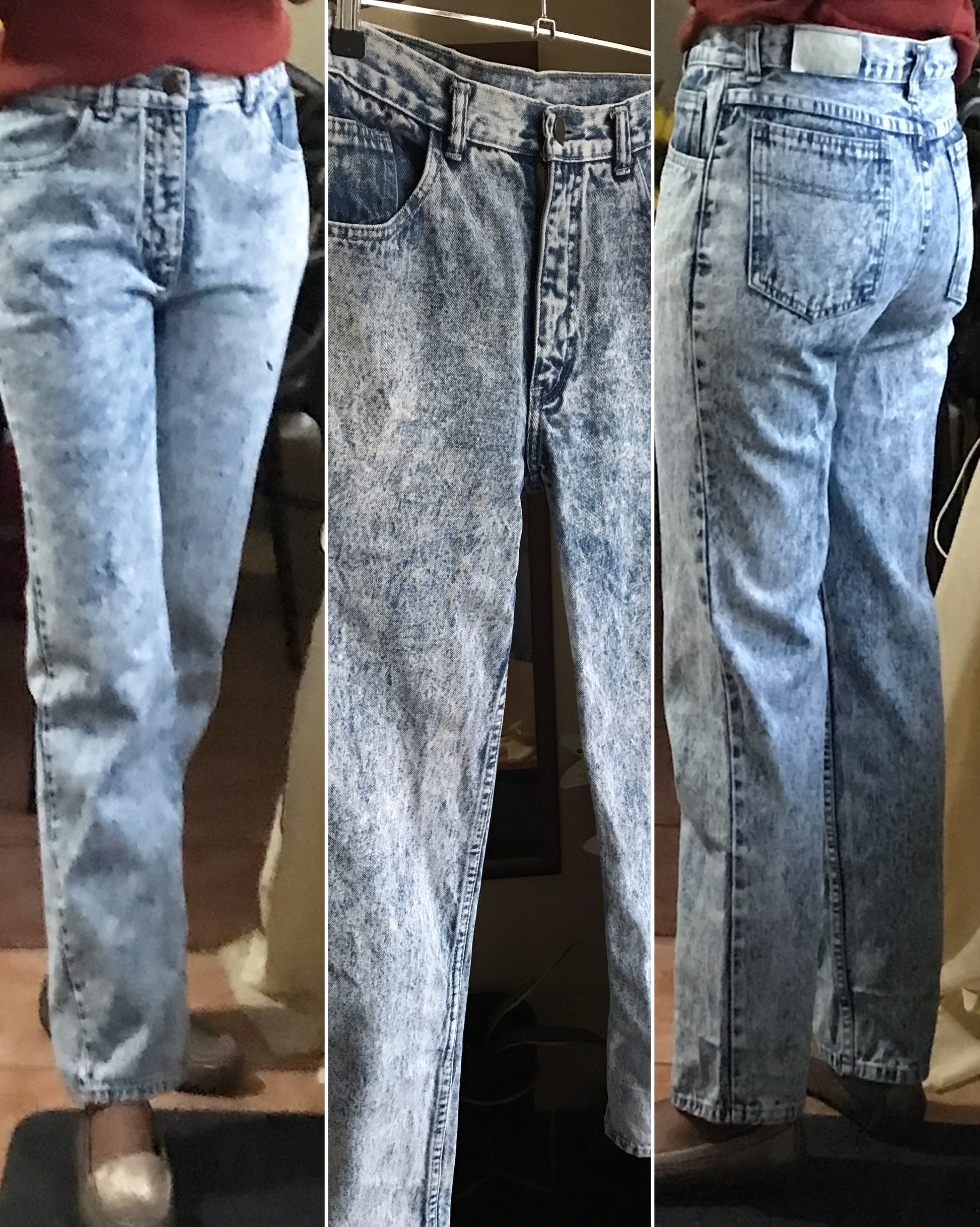 straight leg acid wash jeans retro ::: s