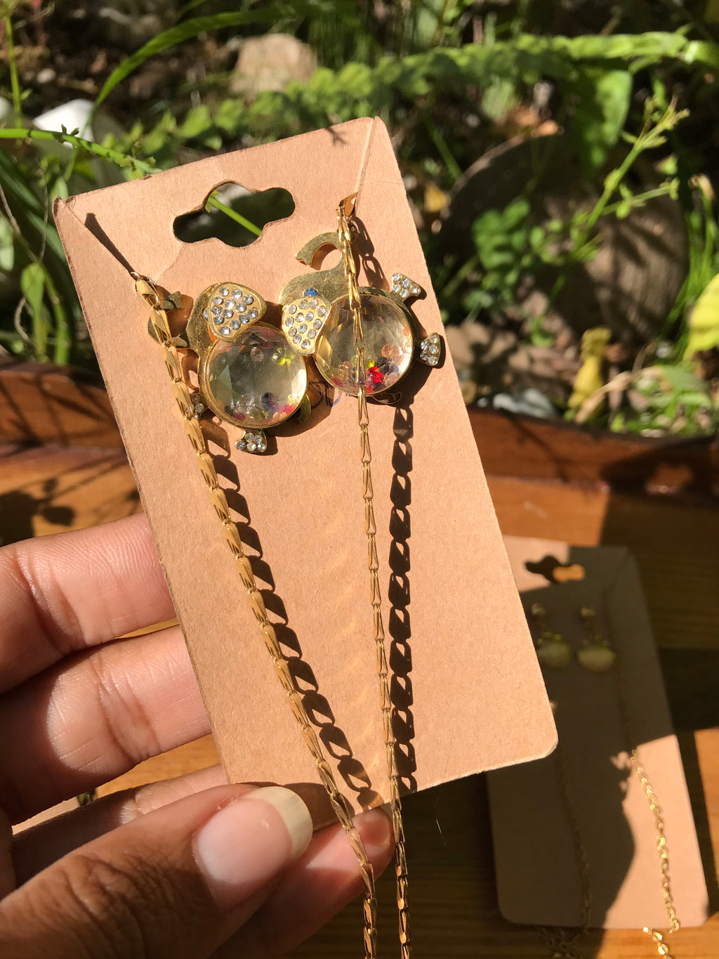 Gold Elephant necklace and earring set