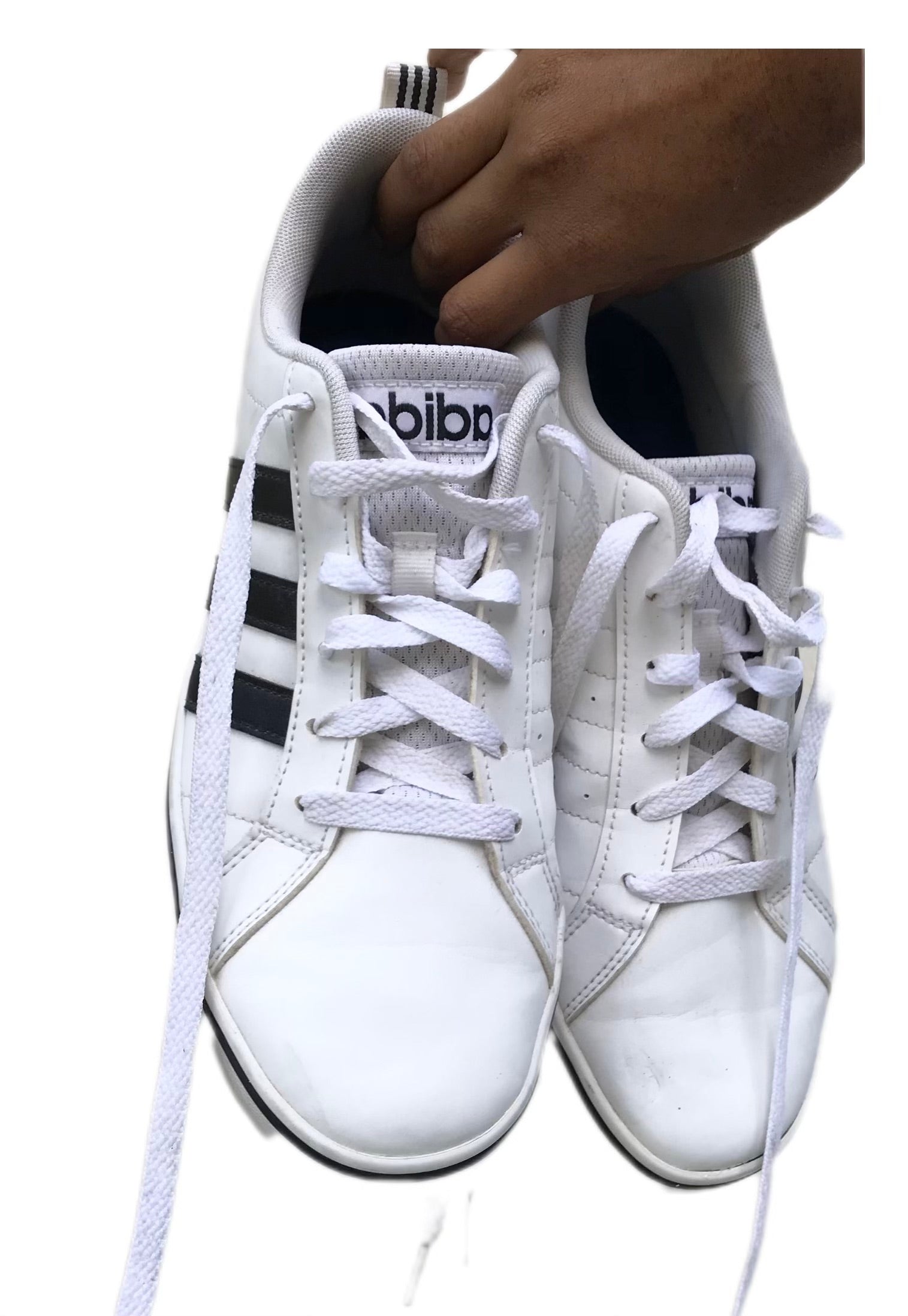 Adidas White stripes skater. once worn /// size 9. 5 women / 7. 5 men