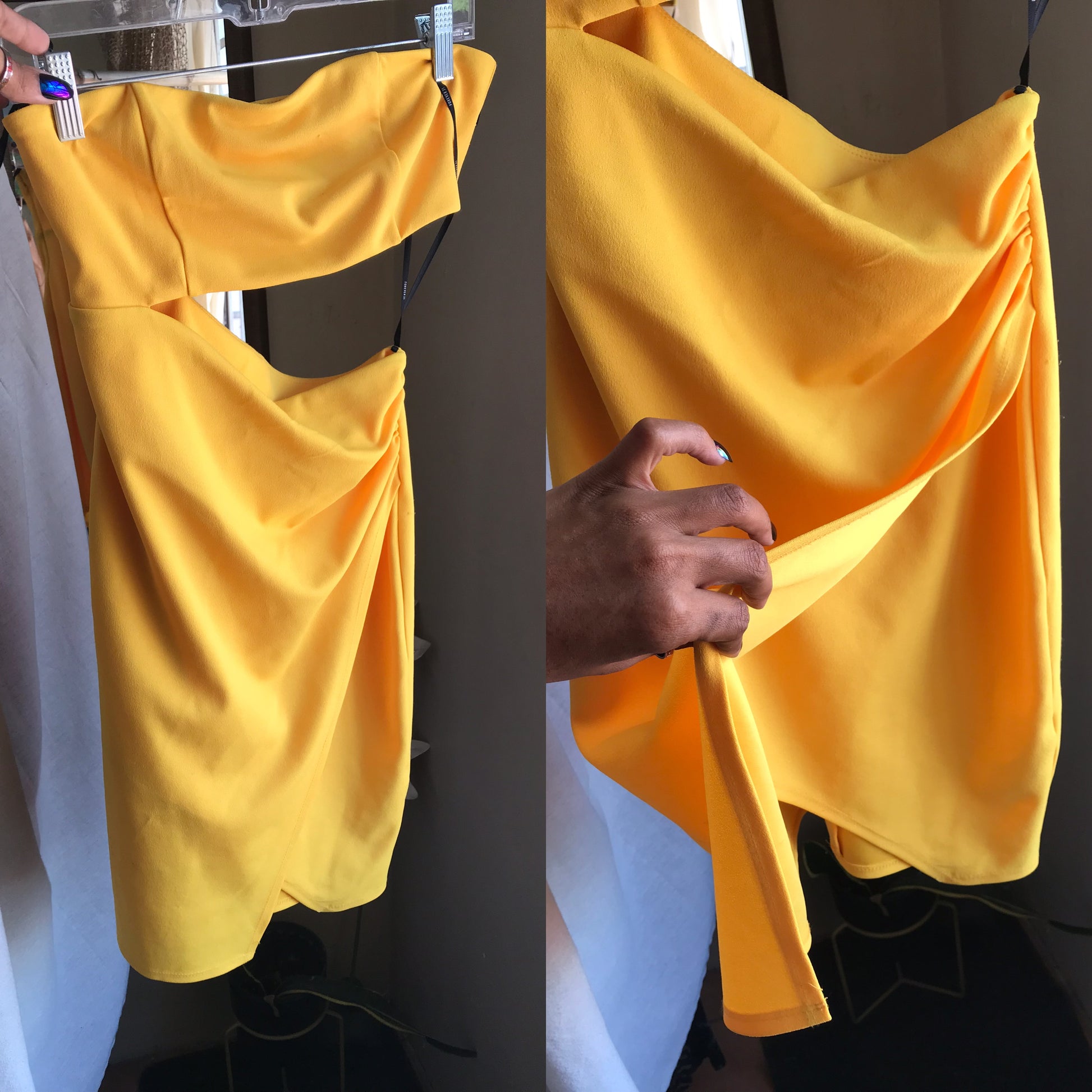 F21 cutout occasion dress wrap style yellow . m