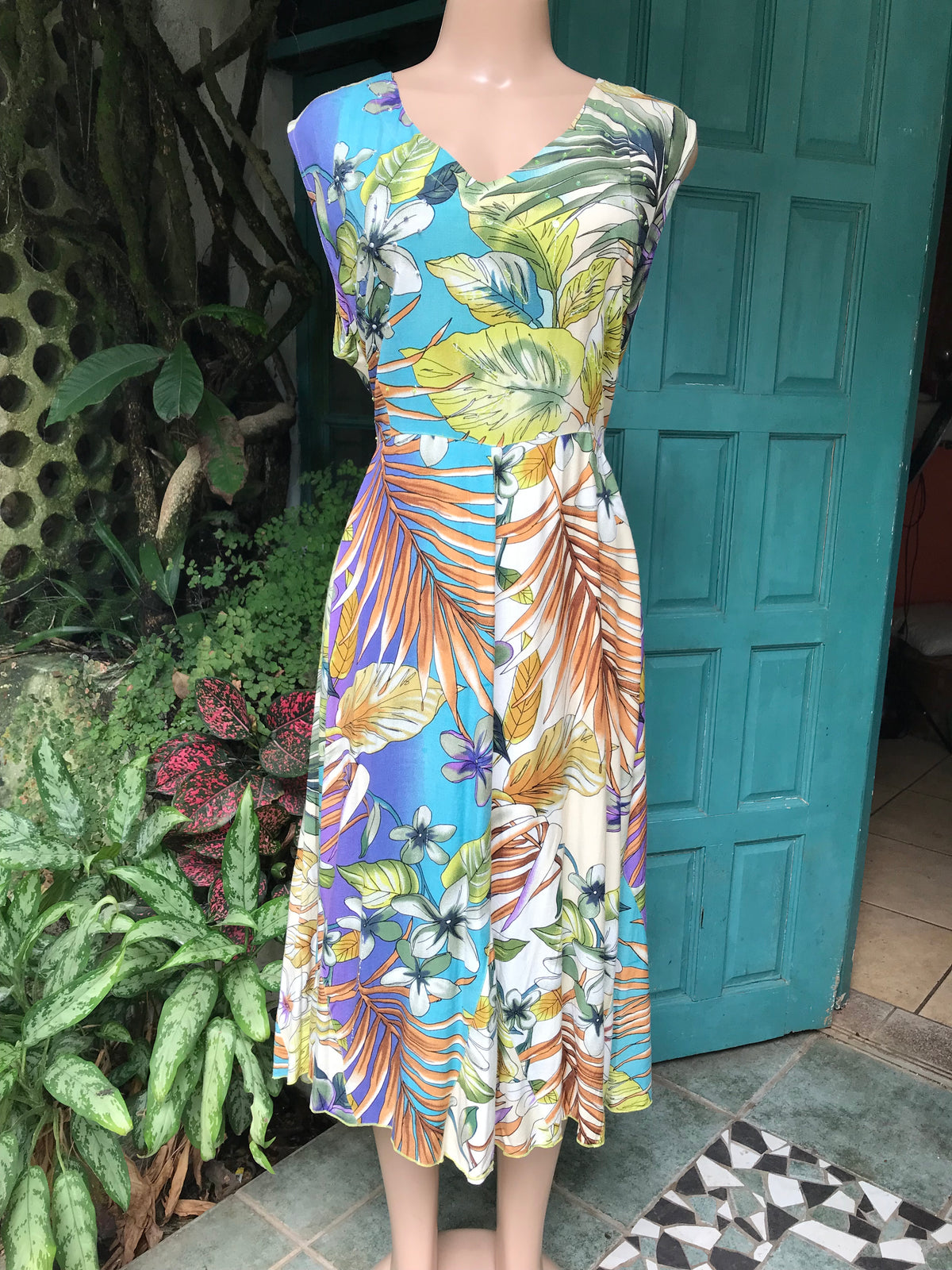 Vintage floral garden maxi dress /XL : 2x