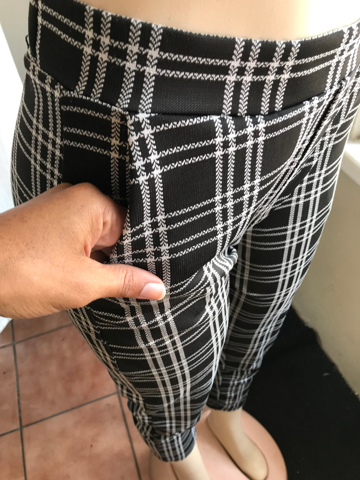 Plaid stretch pants