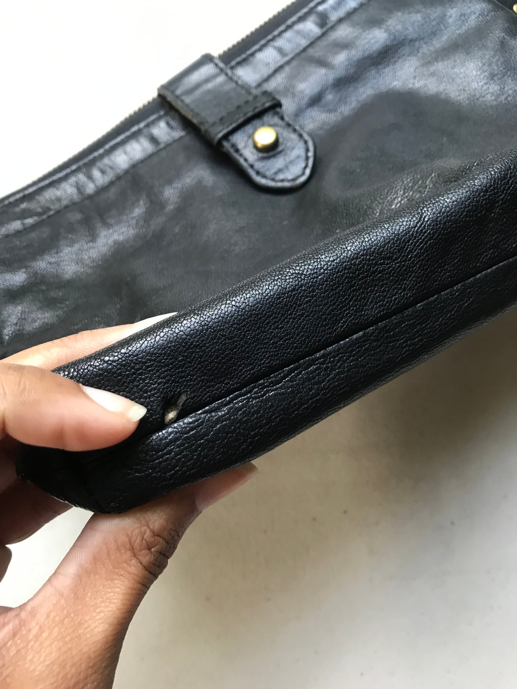 Fossil Goat Hide Leather Wristlet Bag ''' Black