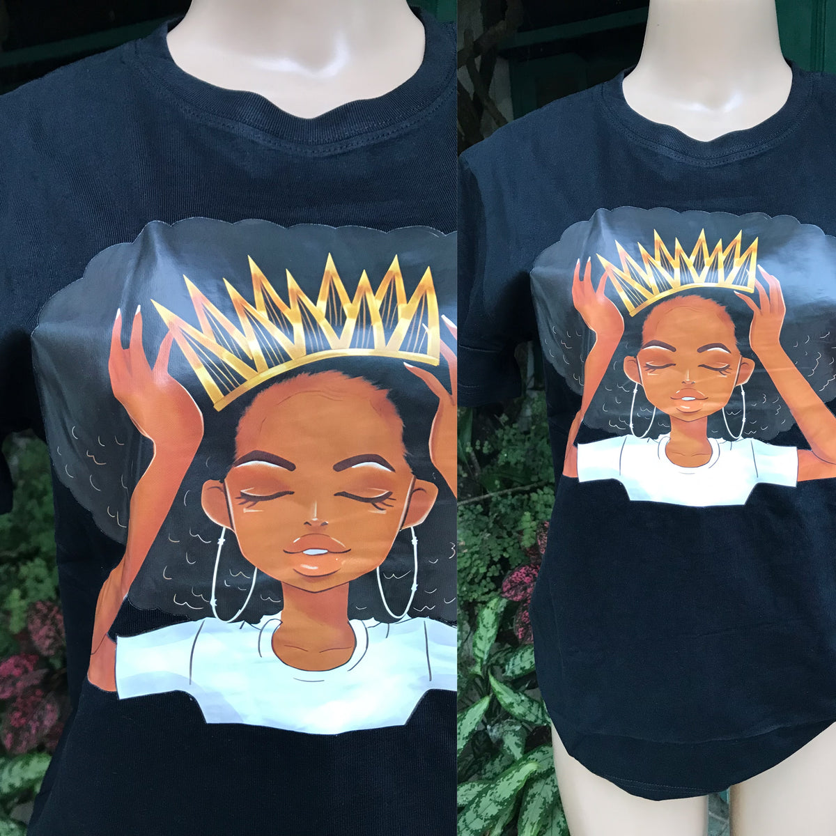 New Afro Crown Graphic Tee Black 100% Cotton ;;; M