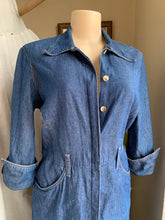 Load image into Gallery viewer, Thick denim navy blue shirt dress size 9/10 or M
