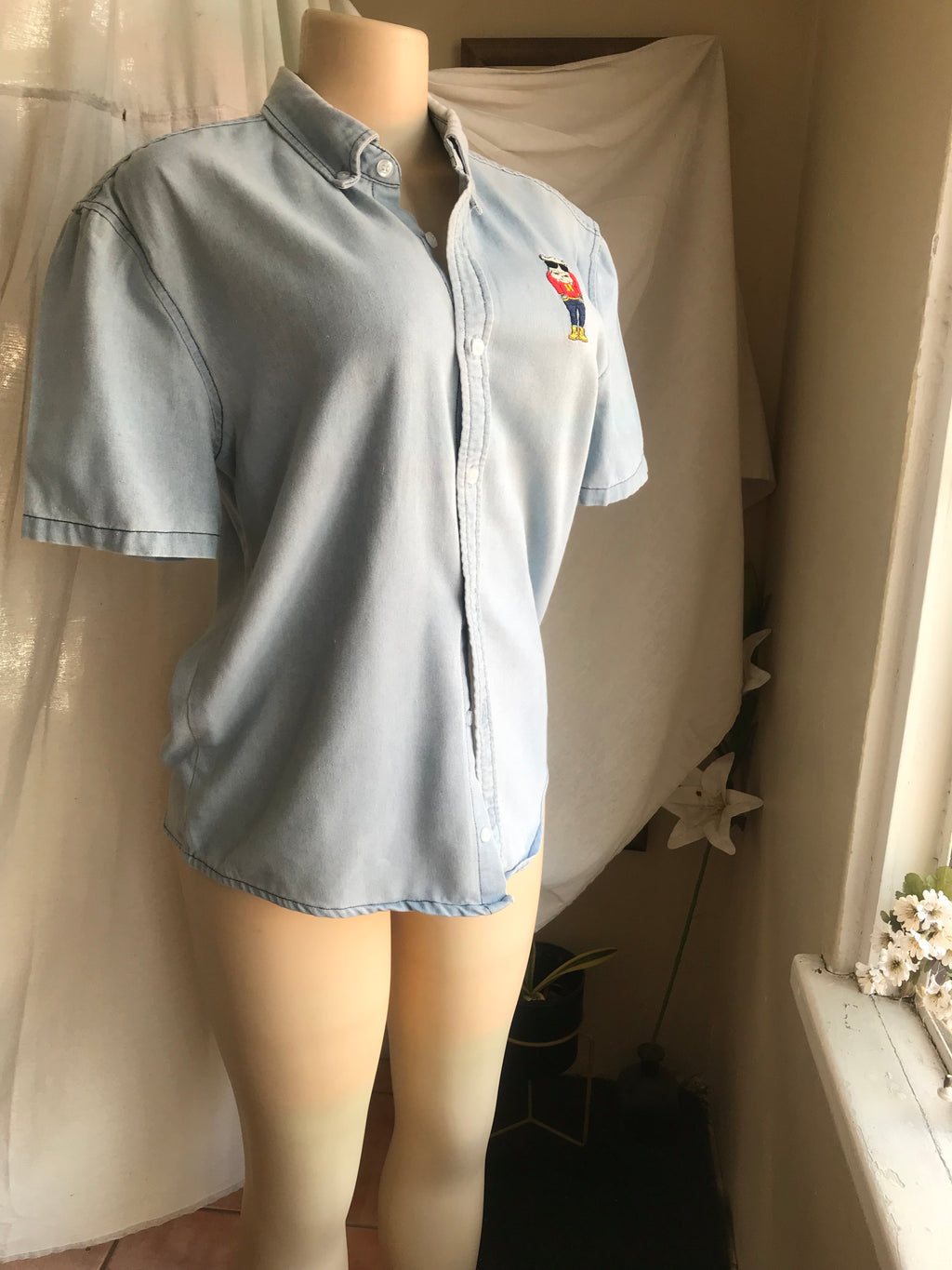 vintage denim fly hippo mens button shirt ^^^s...