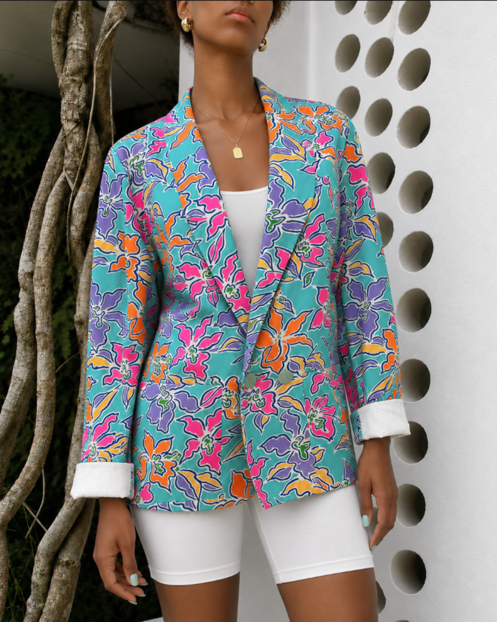 80s Vintage teal pop pattern jacket 100% cotton ^^^ S to M ,,,