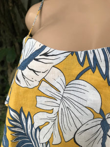 organic mustard spaghetti flounce crop top leaves ... s ,,,