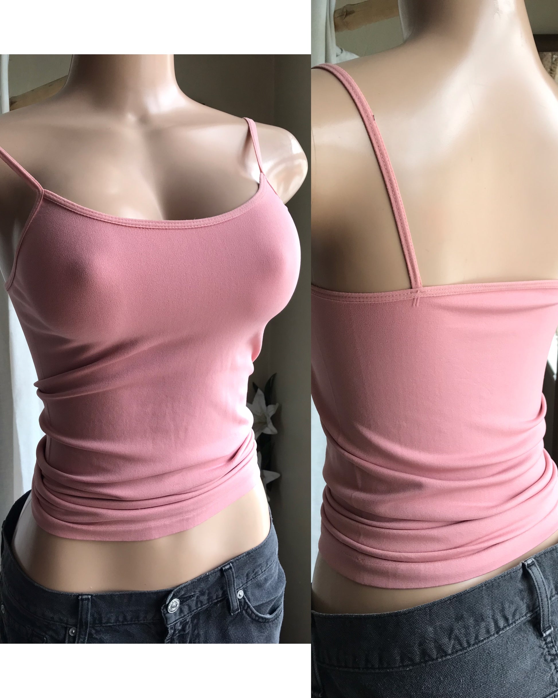 pink camisole spaghetti top basic ... one size