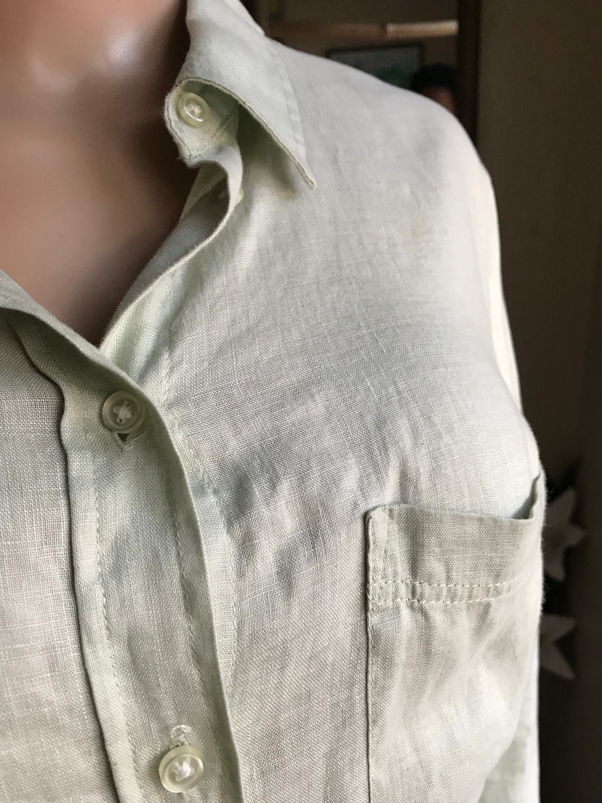 earth green linen shirt
