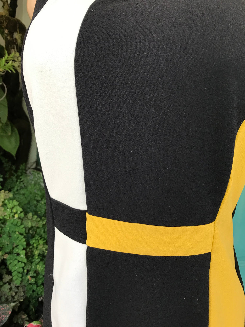 professional colour block dress yellow black white size 8/M