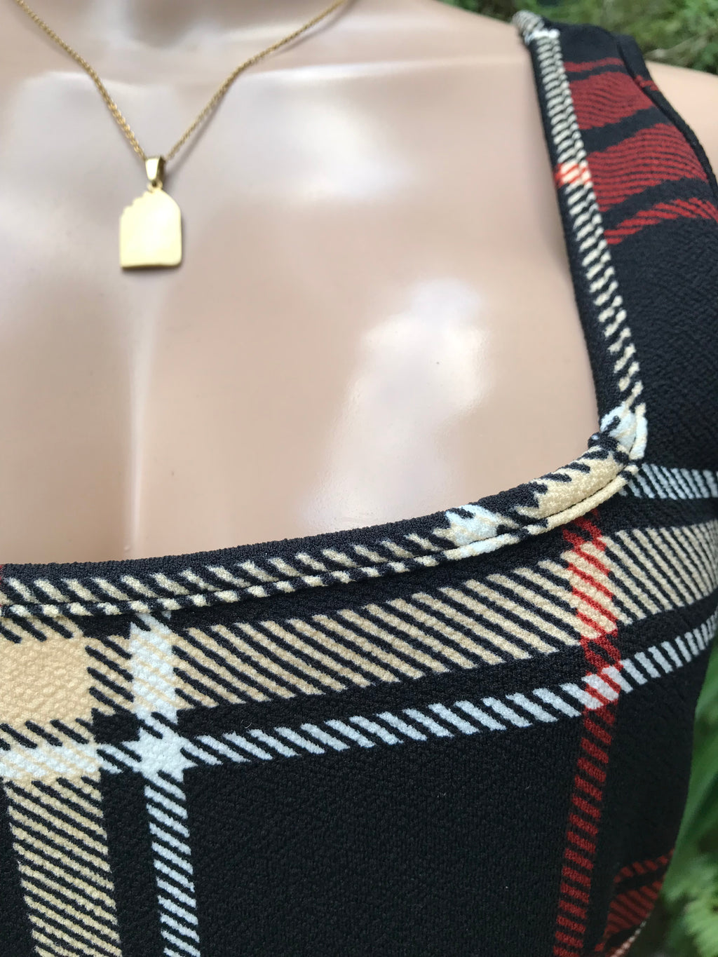 Large Plaid Print Bodycon Dress .. Plus /XL